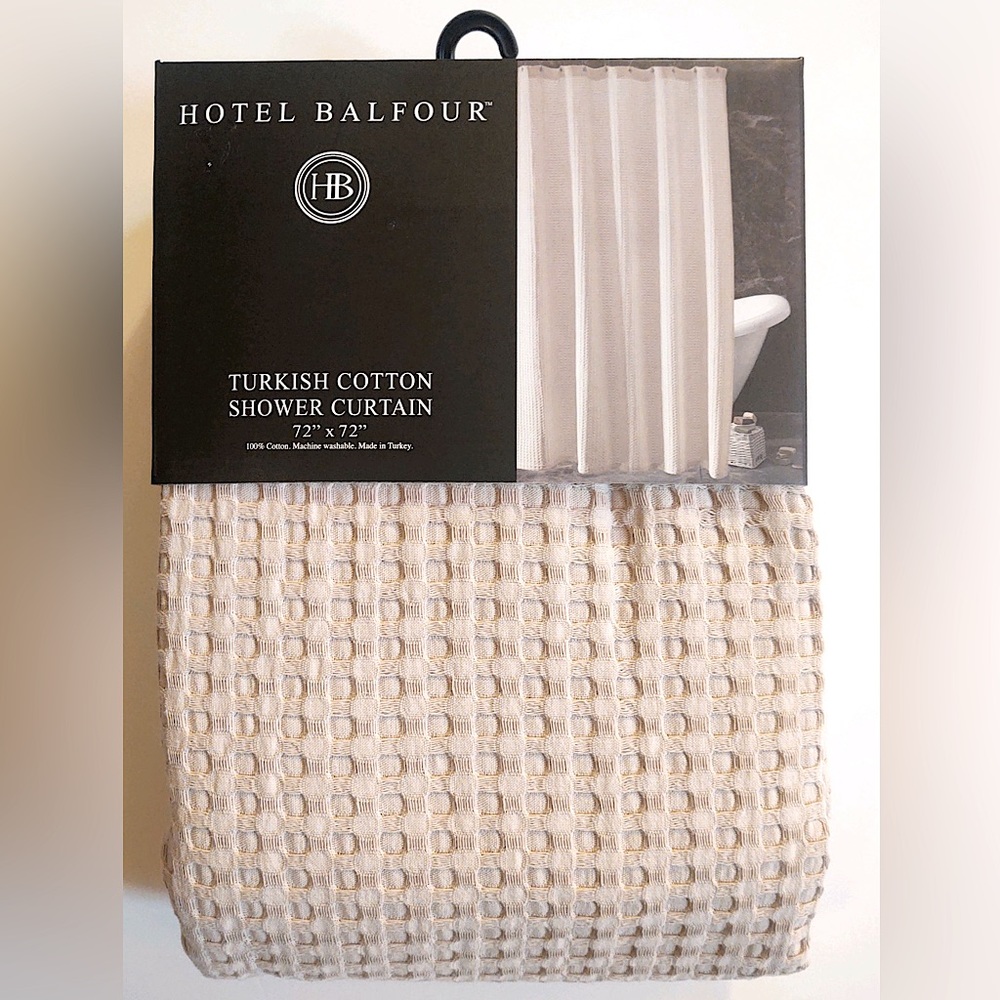 🎁Hotel Balfour Shower Curtain - Cotton - 72”x72” - Taupe Waffle